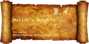 Mallár Arnót névjegykártya